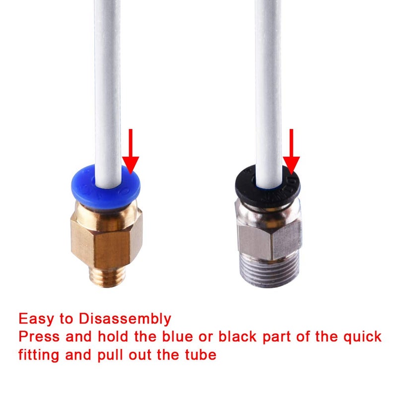 SIQUK 5 Pieces Teflon Tube PTFE Tubing (1M) with 10 Pieces PC4-M6 Fittings and 10 Pieces PC4-M10 Fitting Connector for 3D Printer 1.75mm Filament - Image 4